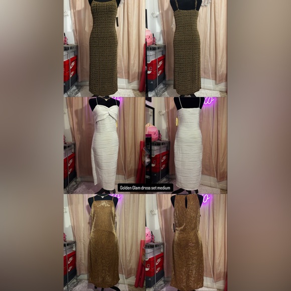 BRAND NEW! Gorgeous Golden Glam 3 pair Dress Set! Perfect for any fancy occasion - Picture 1 of 9
